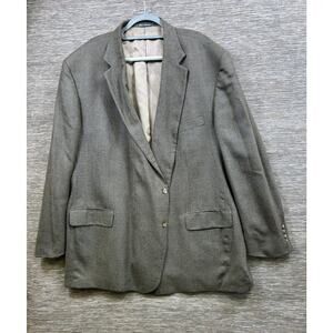 Oscar De La Renta Wool Linen Men’s Suit Jacket Blazer Size 58L Brown Houndstooth